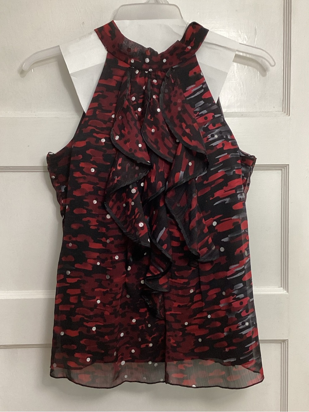 Bwear Red and Black Ruffle Halter Camisole Top